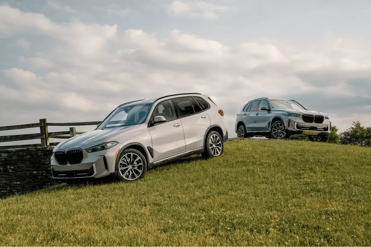 BMW X5 and X7 on a hillside